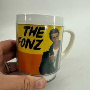 Dawn Happy Days The Fonz Plastic Mug Unisex OS‎ White Vintage 70s TV Memorabilia
